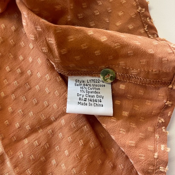 NWT Johnny Was Archer Flare V-Neck Top Blouse Terracotta Brown Cottagecore - Picture 7 of 9